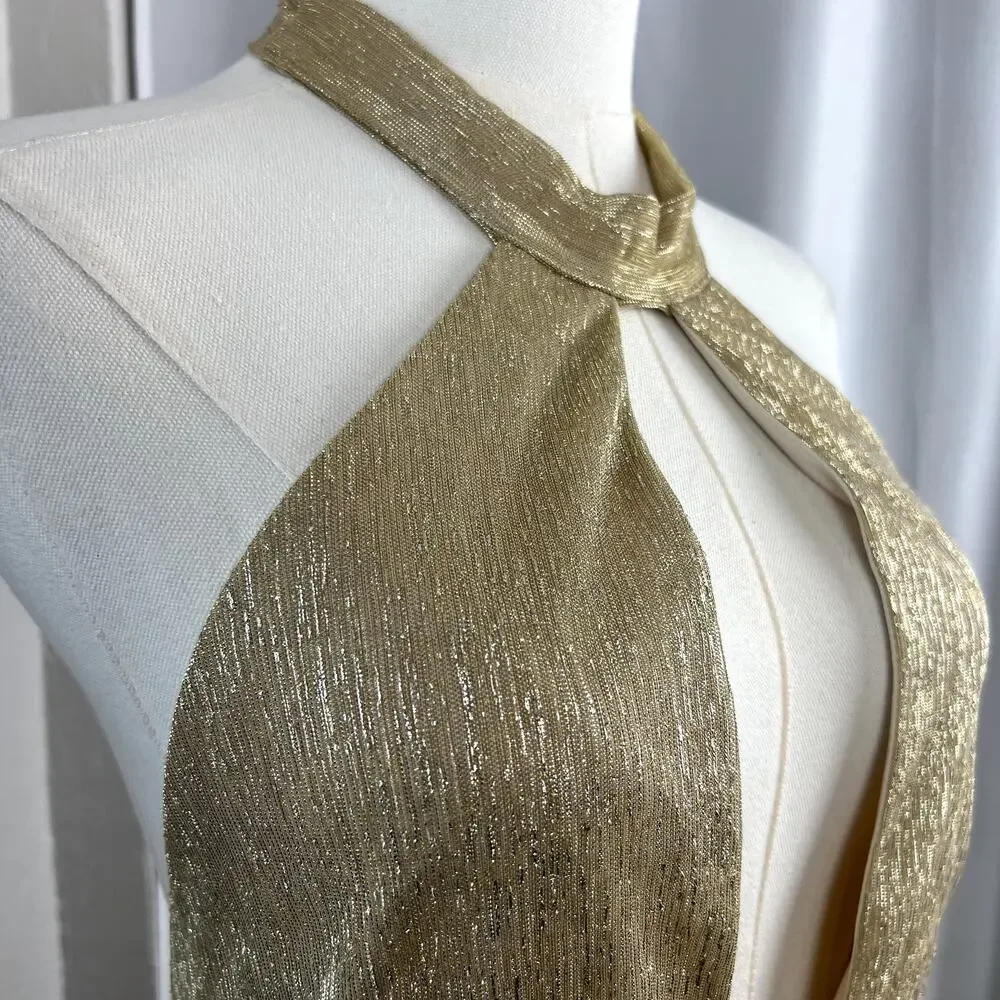 Lulu's Gold Maxi Dress - Picture 3 of 15